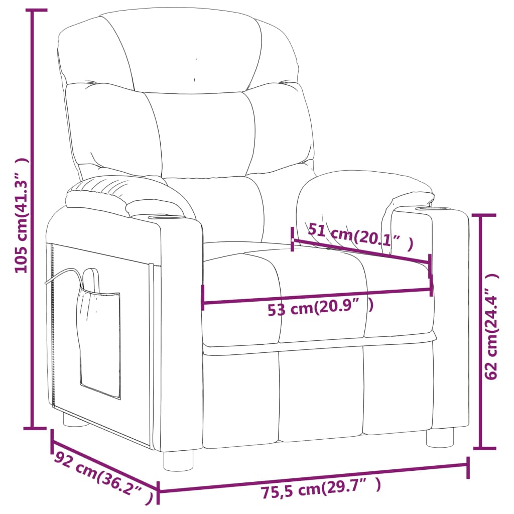 Poltrona Massaggiante Reclinabile Nera in Tessuto 348084