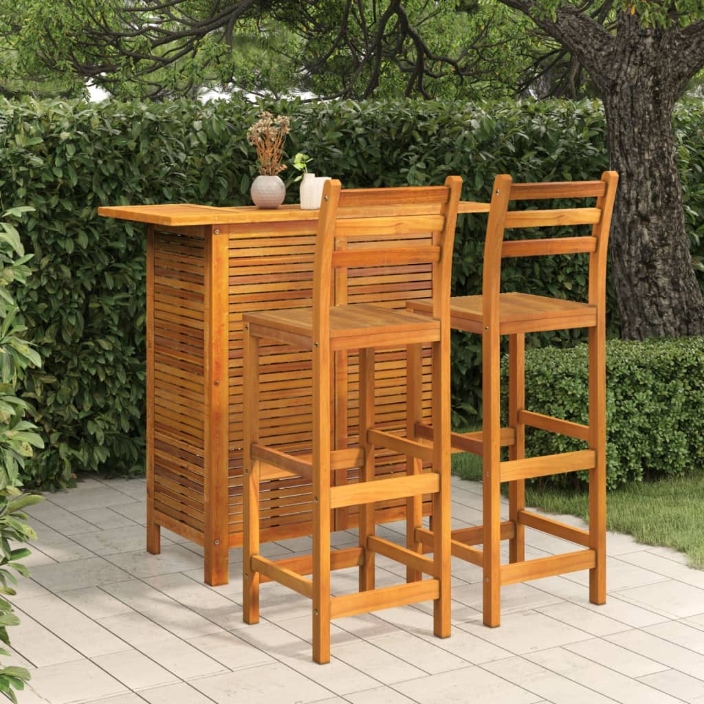 Set da Bar per Giardino 3 pz in Legno Massello di Acacia cod mxl 40507