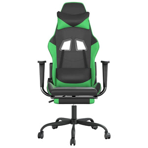 Sedia da Gaming Massaggio Poggiapiedi Nero e Verde Similpelle cod mxl 64686
