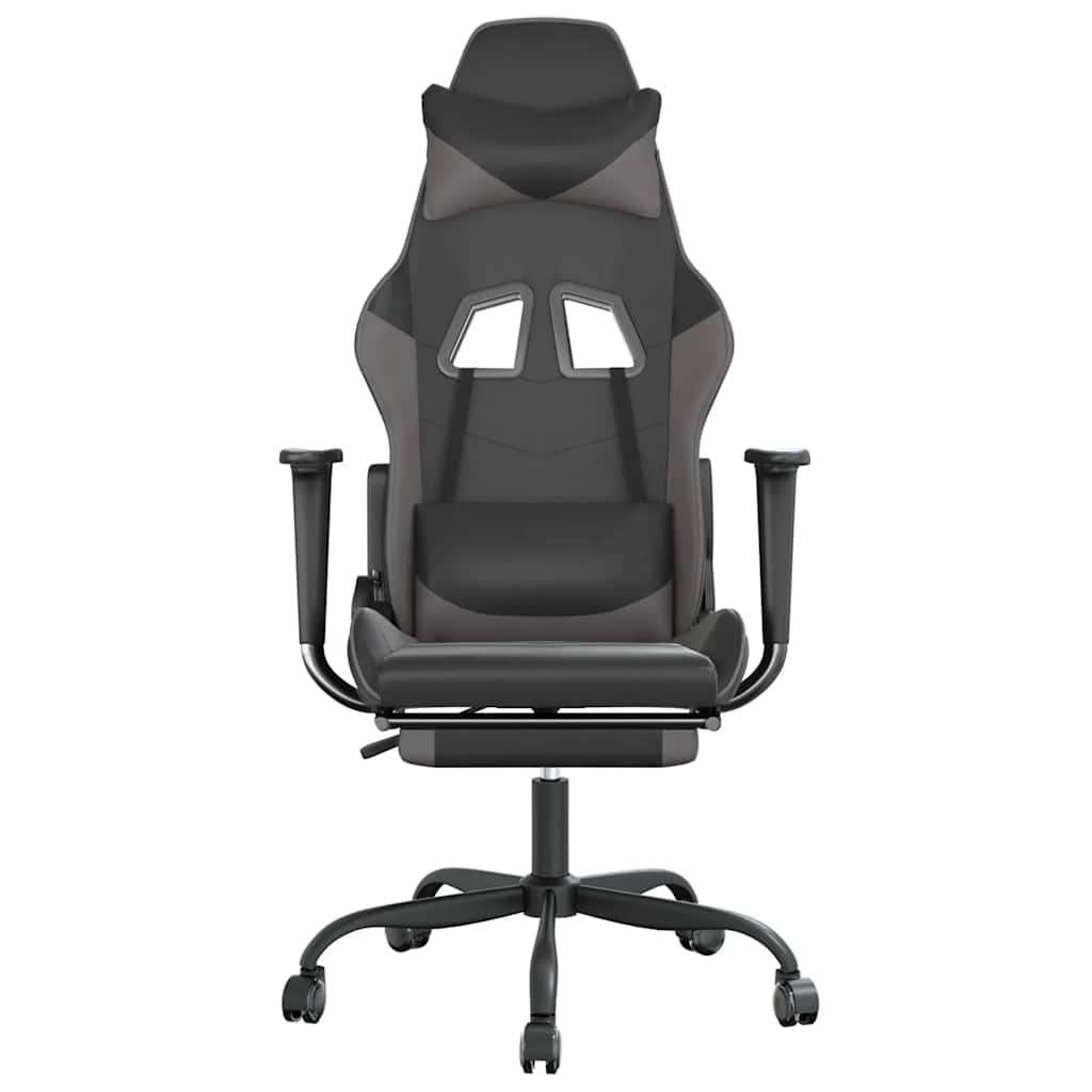 Sedia da Gaming Massaggio Poggiapiedi Nero e Grigio Similpelle cod mxl 62672