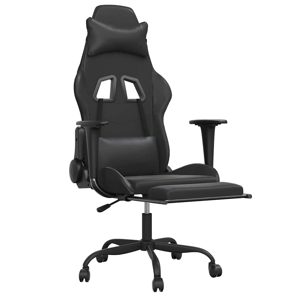 Sedia da Gaming con Massaggio e Poggiapiedi Nera in Similpelle cod mxl 58634