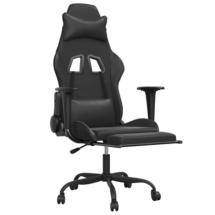 Sedia da Gaming con Massaggio e Poggiapiedi Nera in Similpelle cod mxl 58634