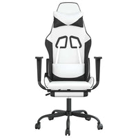 Sedia da Gaming Massaggio Poggiapiedi Bianco e Nero Similpelle cod mxl 58628
