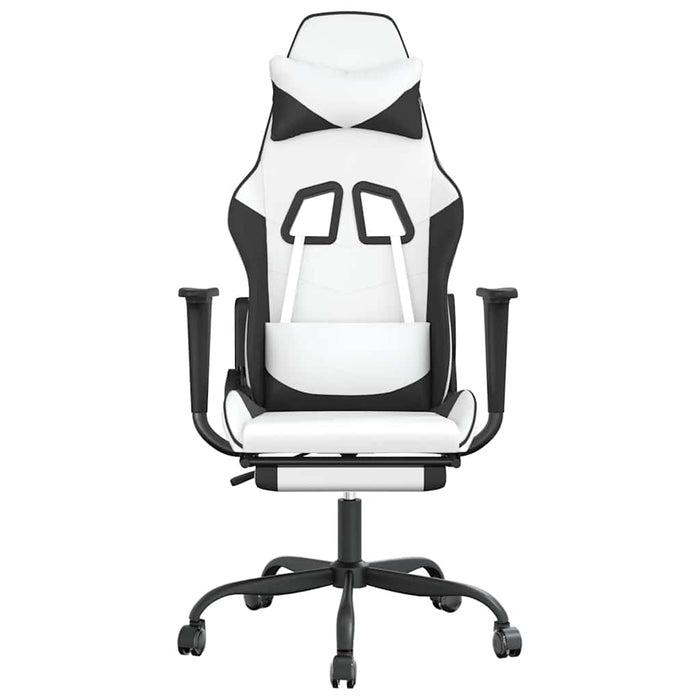 Sedia da Gaming Massaggio Poggiapiedi Bianco e Nero Similpelle cod mxl 58628