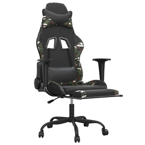 Sedia Gaming Massaggio Poggiapiedi Nero e Mimetico Similpelle 345422