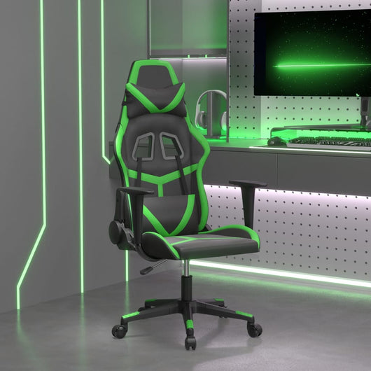 vidaXL Sedia da Gaming Massaggiante Nero e Verde in Similpelle