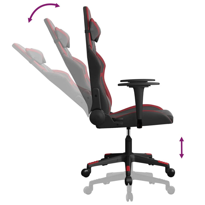 vidaXL Sedia Gaming Massaggio Nero e Rosso Vino in Similpelle