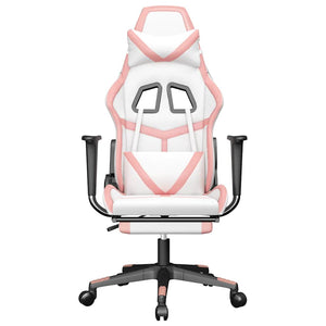 Sedia da Gaming Massaggio Poggiapiedi Bianco e Rosa Similpelle 345442