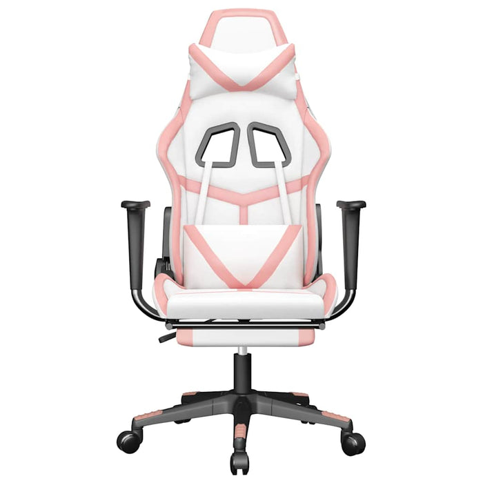 Sedia da Gaming Massaggio Poggiapiedi Bianco e Rosa Similpelle 345442