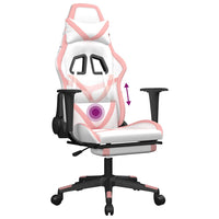 Sedia da Gaming Massaggio Poggiapiedi Bianco e Rosa Similpelle 345442
