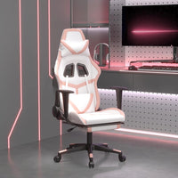 Sedia da Gaming Massaggio Poggiapiedi Bianco e Rosa Similpelle 345442