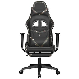 Sedia Gaming Massaggio Poggiapiedi Nero e Mimetico Similpelle 345444
