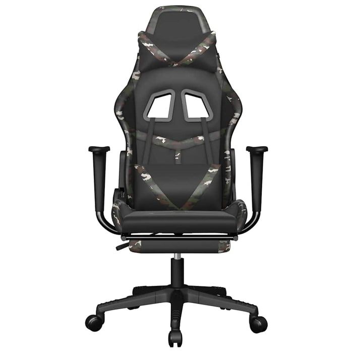 Sedia Gaming Massaggio Poggiapiedi Nero e Mimetico Similpelle 345444