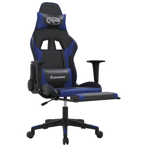 Sedia da Gaming Massaggiante Poggiapiedi Nero e Blu Similpellecod mxl 71500