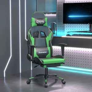 Sedia da Gaming Massaggio Poggiapiedi Nero e Verde Similpelle cod mxl 61068