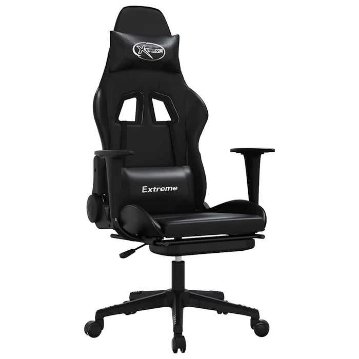 Sedia da Gaming con Massaggio e Poggiapiedi Nera in Similpelle cod mxl 61283