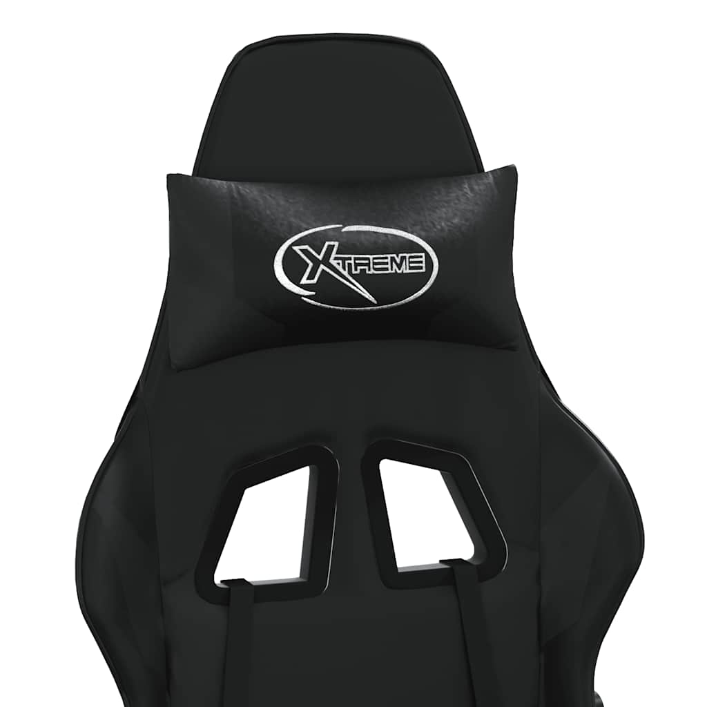 Sedia da Gaming con Massaggio e Poggiapiedi Nera in Similpelle 345465