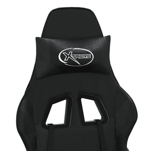 Sedia da Gaming con Massaggio e Poggiapiedi Nera in Similpelle 345465