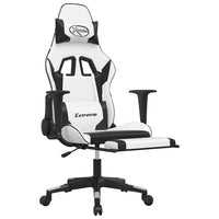 Sedia da Gaming Massaggio Poggiapiedi Bianco e Nero Similpelle cod mxl 61065