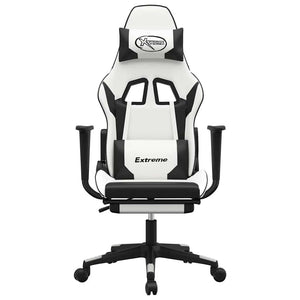 Sedia da Gaming Massaggio Poggiapiedi Bianco e Nero Similpelle cod mxl 61065