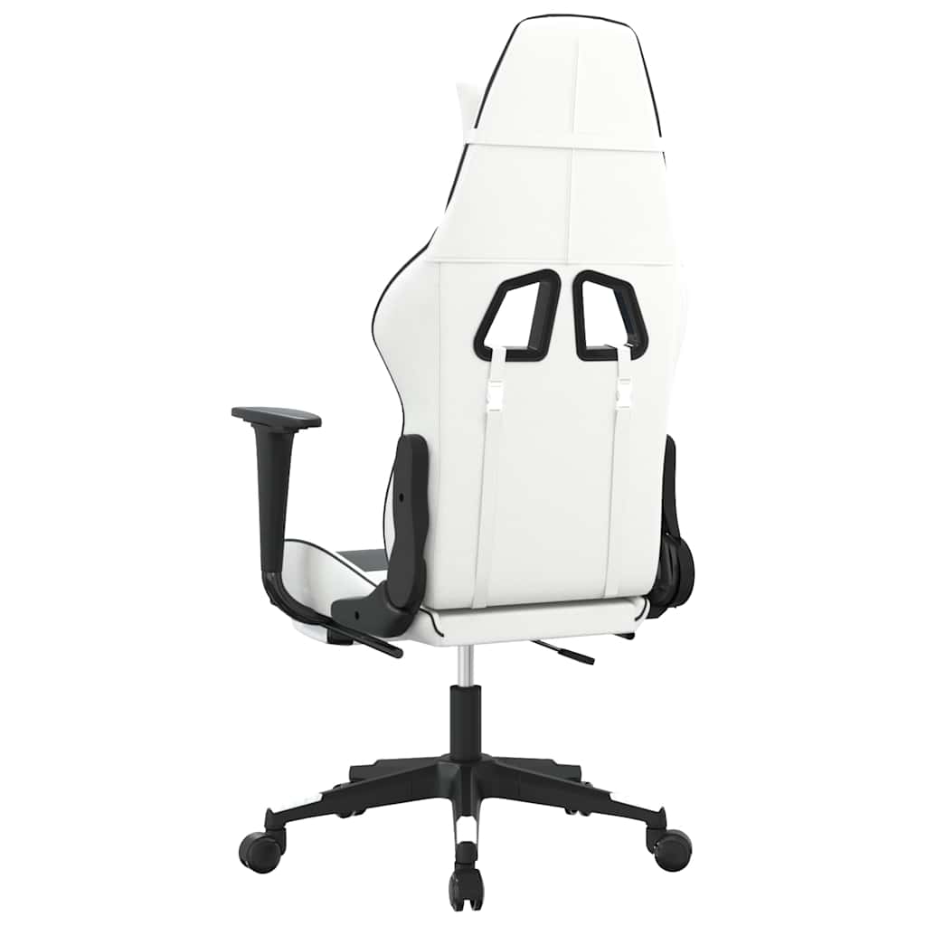 Sedia da Gaming Massaggio Poggiapiedi Bianco e Nero Similpelle cod mxl 61065