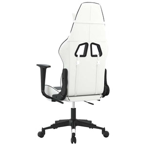 Sedia da Gaming Massaggio Poggiapiedi Bianco e Nero Similpelle cod mxl 61065