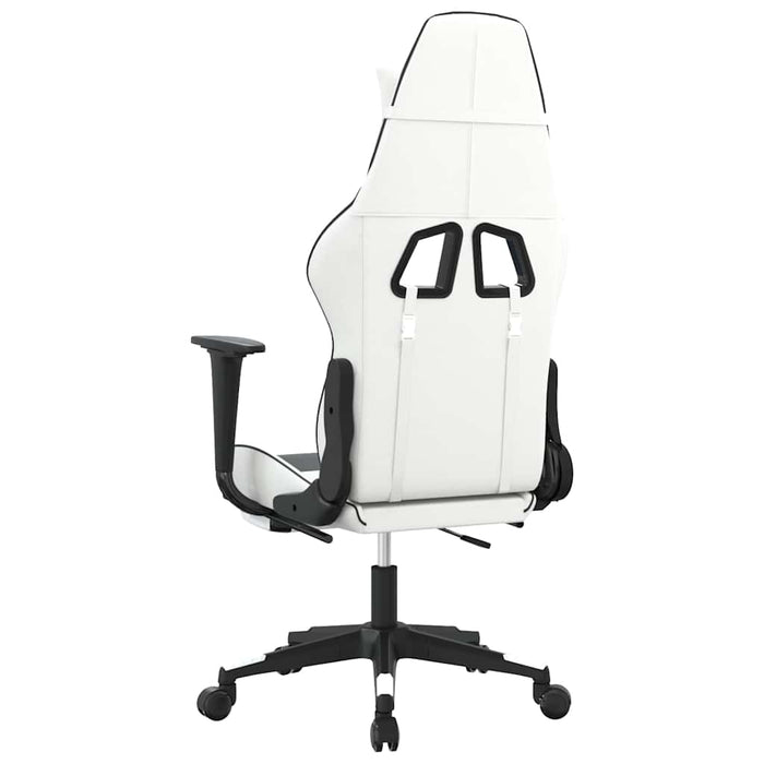 Sedia da Gaming Massaggio Poggiapiedi Bianco e Nero Similpelle cod mxl 61065