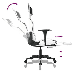 Sedia da Gaming Massaggio Poggiapiedi Bianco e Nero Similpelle 345467