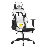 Sedia da Gaming Massaggio Poggiapiedi Bianco e Nero Similpelle cod mxl 61065