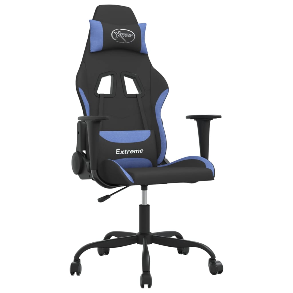 Sedia da Gaming Nero e Blu in Tessuto 345476