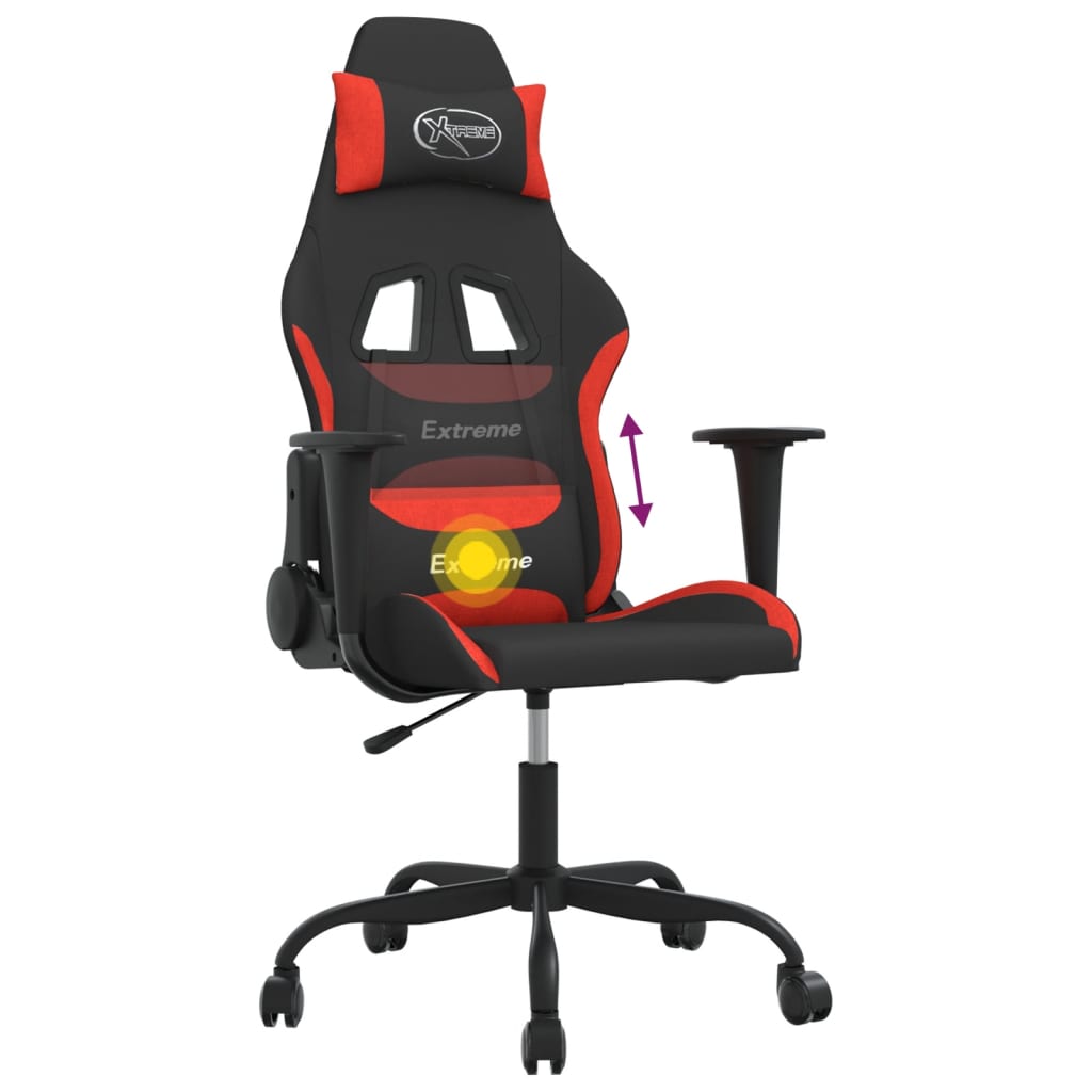Sedia da Gaming Nero e Rosso in Tessuto 345478