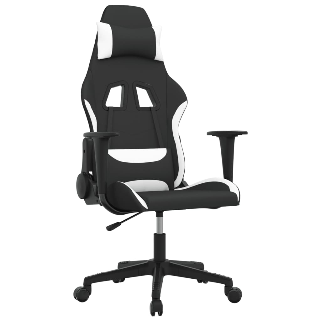 Sedia da Gaming Nero e Bianco in Tessuto 345498