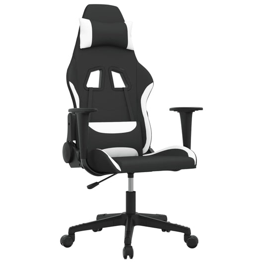 Sedia da Gaming Nero e Bianco in Tessuto 345498