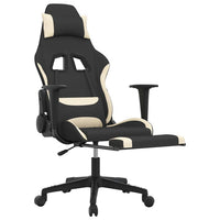 Sedia da Gaming Massaggio e Poggiapiedi Tessuto Nero e Crema cod mxl 69545