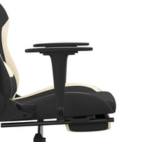 Sedia da Gaming Massaggio e Poggiapiedi Tessuto Nero e Crema cod mxl 69545