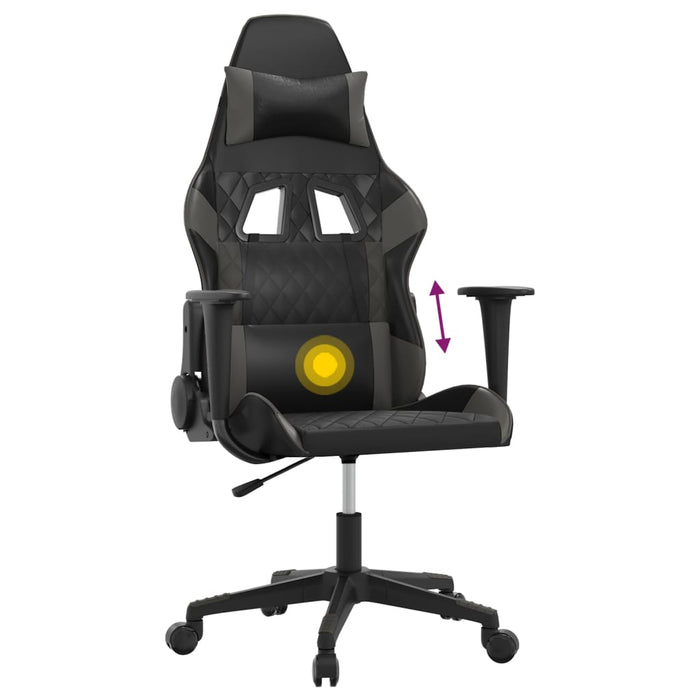Sedia da Gaming Massaggiante Nero e Grigio in Similpelle cod mxl 70115