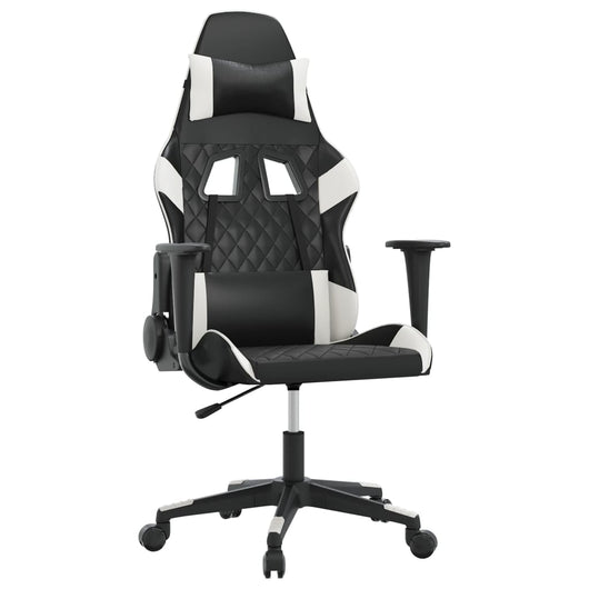 Sedia da Gaming Massaggiante Nera e Bianca in Similpelle 345516