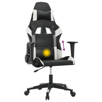 vidaXL Sedia da Gaming Massaggiante Nera e Bianca in Similpelle