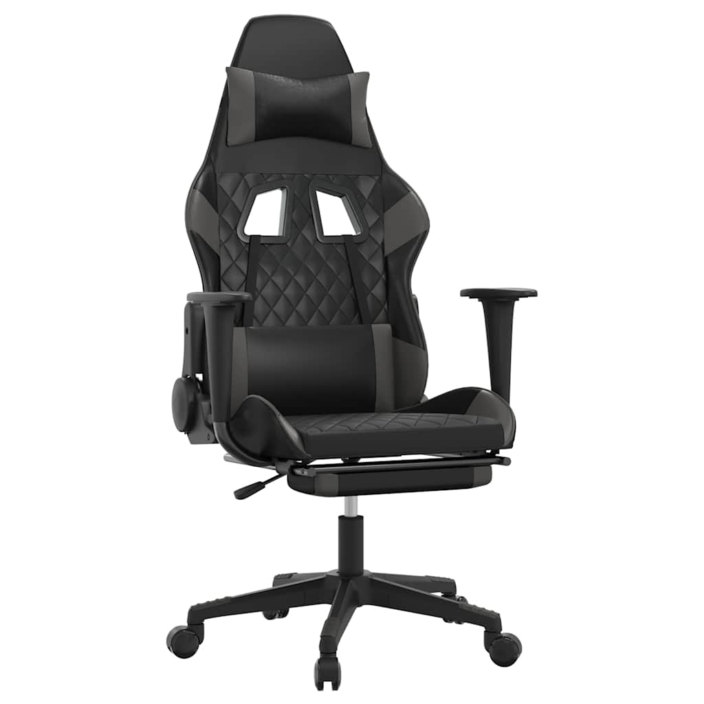 Sedia da Gaming Massaggio Poggiapiedi Nero e Grigio Similpelle cod mxl 60712