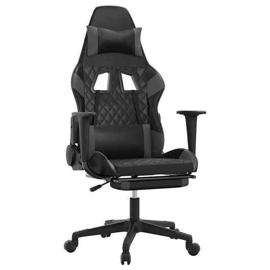 Sedia da Gaming Massaggio Poggiapiedi Nero e Grigio Similpelle cod mxl 60712