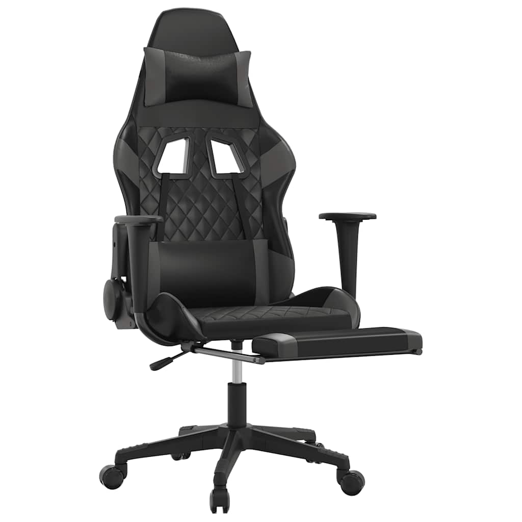 Sedia da Gaming Massaggio Poggiapiedi Nero e Grigio Similpelle cod mxl 60712