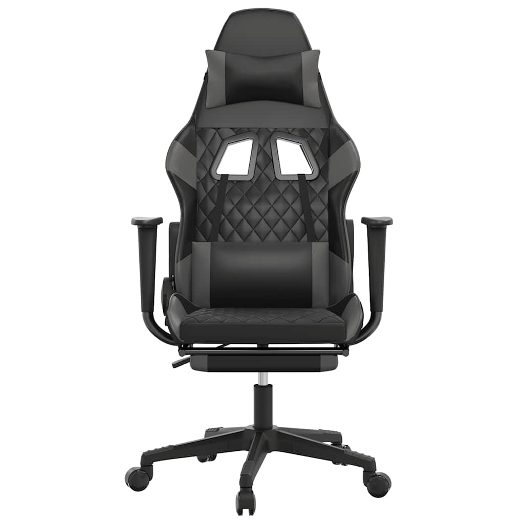 Sedia da Gaming Massaggio Poggiapiedi Nero e Grigio Similpelle cod mxl 60712