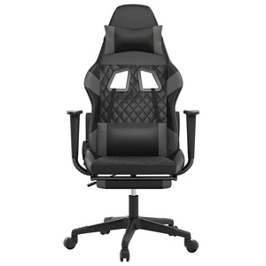 Sedia da Gaming Massaggio Poggiapiedi Nero e Grigio Similpelle cod mxl 60712