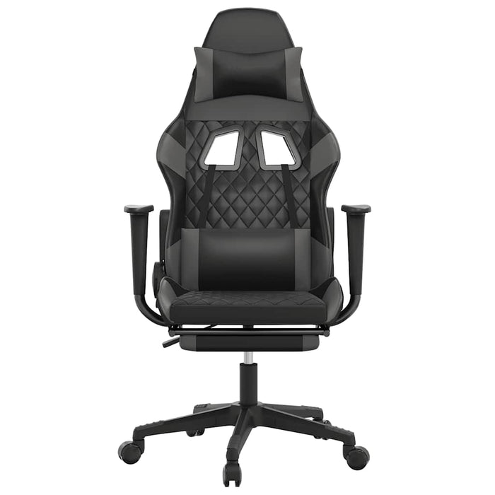 Sedia da Gaming Massaggio Poggiapiedi Nero e Grigio Similpelle cod mxl 60712