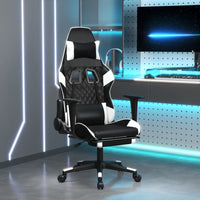 Sedia Gaming Massaggiante Poggiapiedi Nero e Bianco Similpellecod mxl 77352