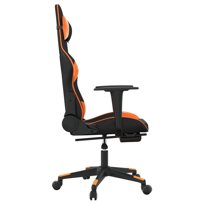 Sedia Gaming Massaggio Poggiapiedi Nero e Arancione Similpelle 345528