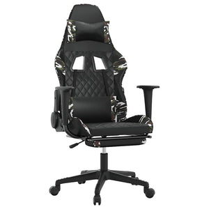 Sedia Gaming Massaggio Poggiapiedi Nero e Mimetico Similpelle 345532