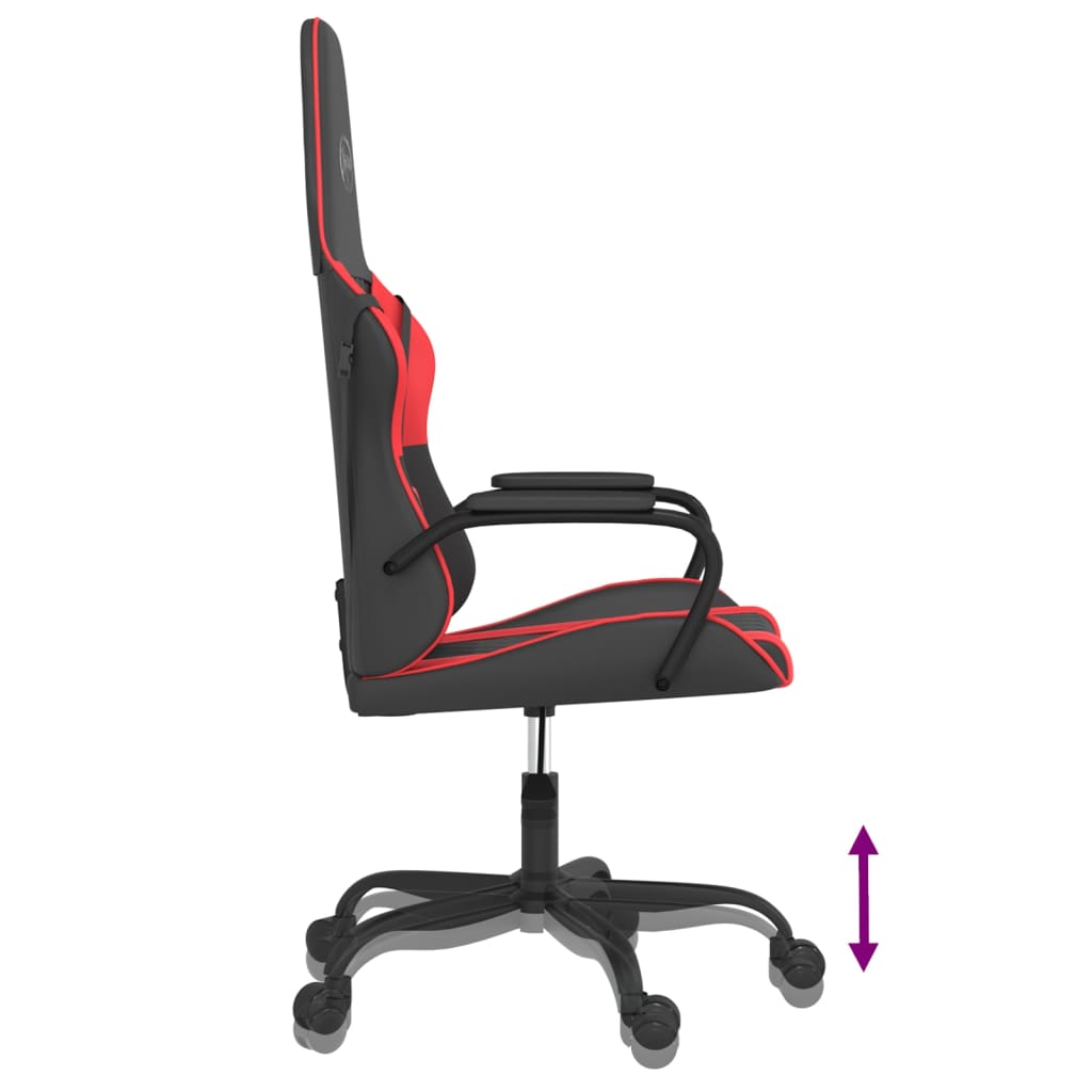 vidaXL Sedia da Gaming Massaggiante Rosso e Nero in Similpelle