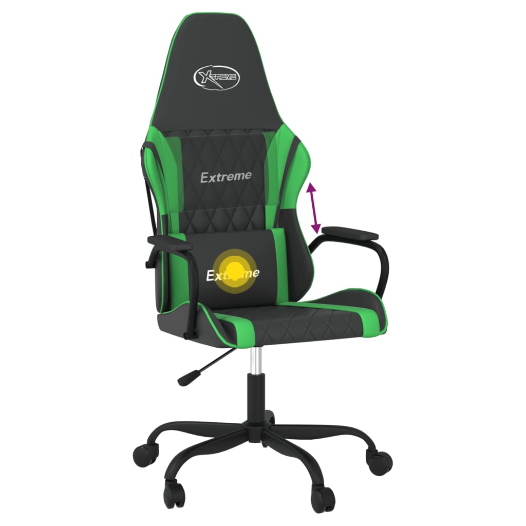 vidaXL Sedia da Gaming Massaggiante Nero e Verde in Similpelle