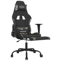 Sedia Gaming Girevole con Poggiapiedi Tessuto Nero e Mimetico 345706